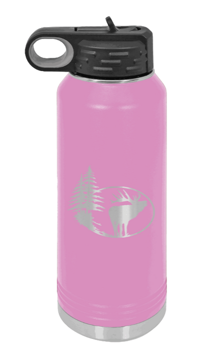Elk in Trees - 32oz Water Bottle- Light Purple