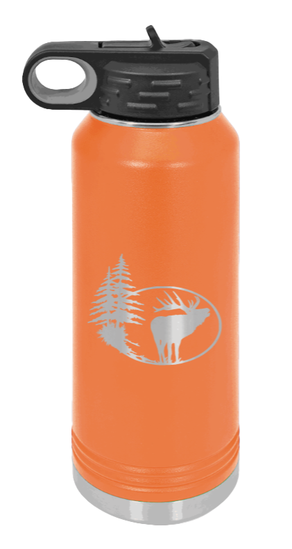 Elk in Trees - 32oz Water Bottle- Orange