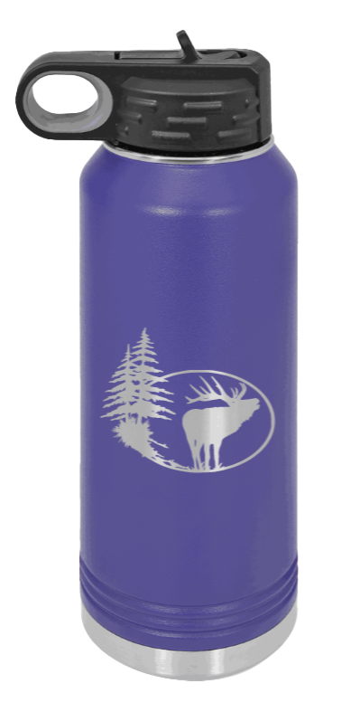 Elk in Trees - 32oz Water Bottle- Purple