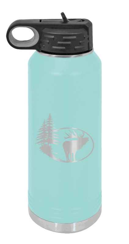 Elk in Trees - 32oz Water Bottle- Teal