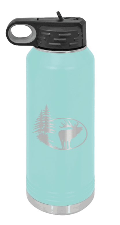Elk in Trees - 32oz Water Bottle- Teal