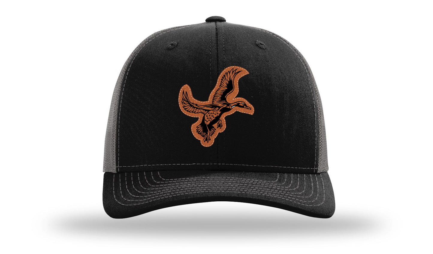 Duck Leather Patch Richardson 112 Hat-Black / Charcoal