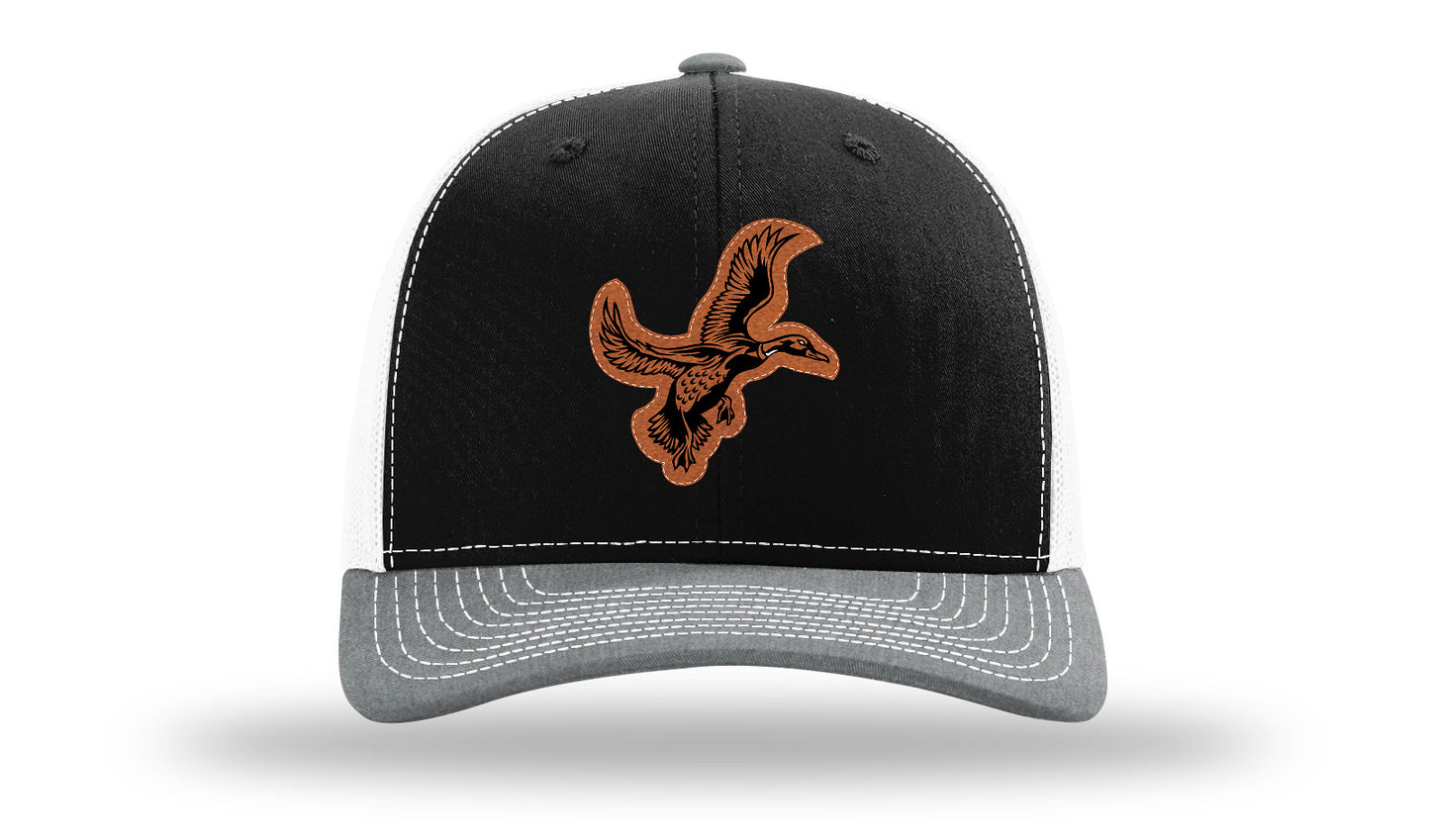 Duck Leather Patch Richardson 112 Hat-Black / White / Heather Grey