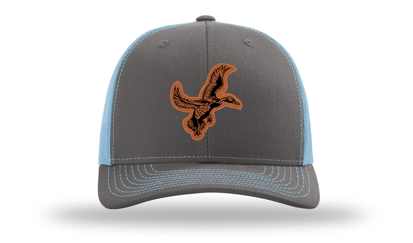 Duck Leather Patch Richardson 112 Hat-Charcoal / Columbia Blue