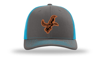 Duck Leather Patch Richardson 112 Hat-Charcoal / Neon Blue