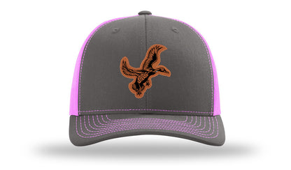 Duck Leather Patch Richardson 112 Hat-Charcoal / Neon Pink