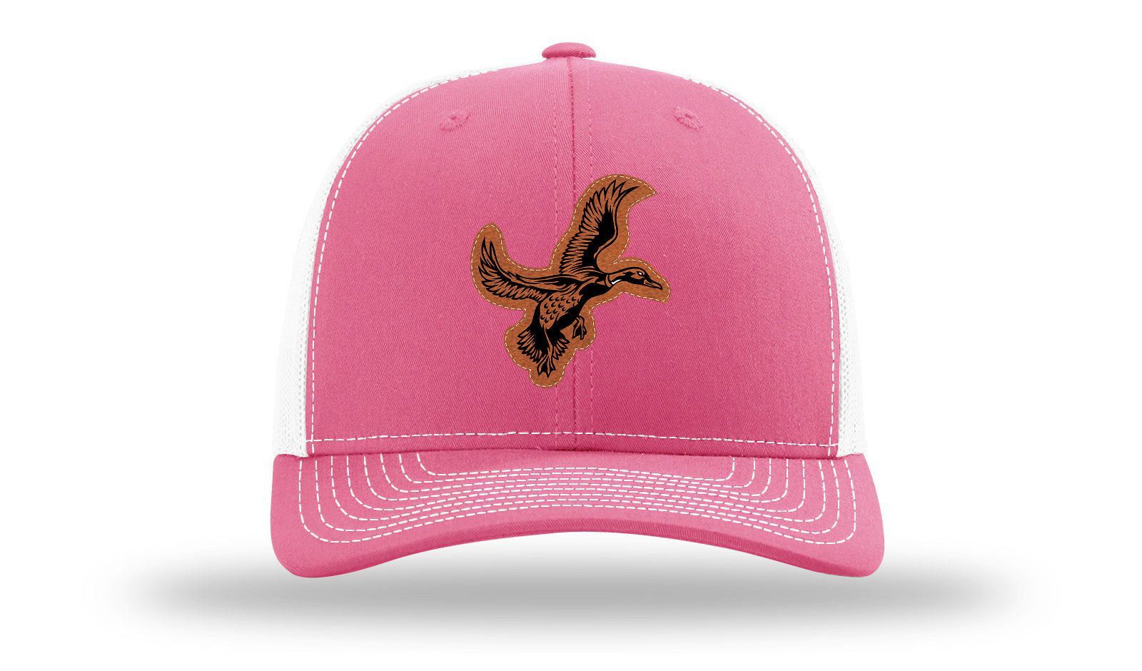 Duck Leather Patch Richardson 112 Hat-Hot Pink / White