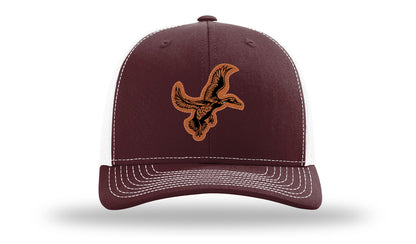 Duck Leather Patch Richardson 112 Hat-Maroon / White