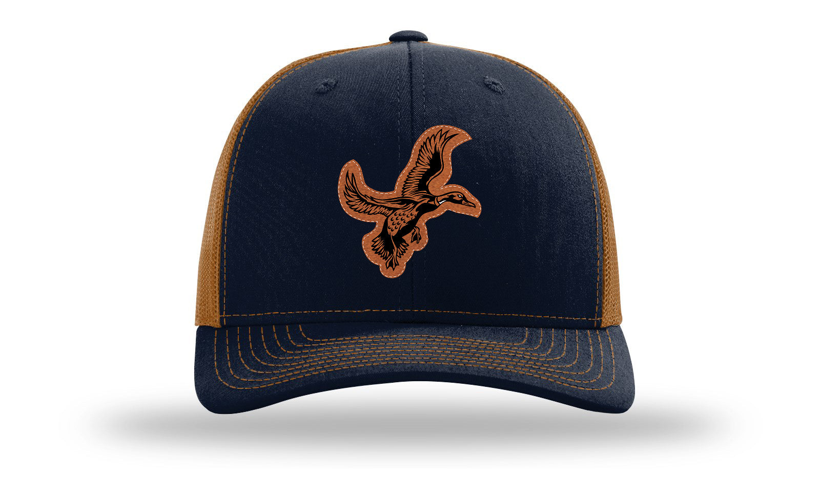 Duck Leather Patch Richardson 112 Hat-Navy / Caramel