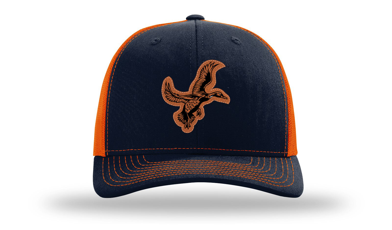 Duck Leather Patch Richardson 112 Hat-Navy / Orange