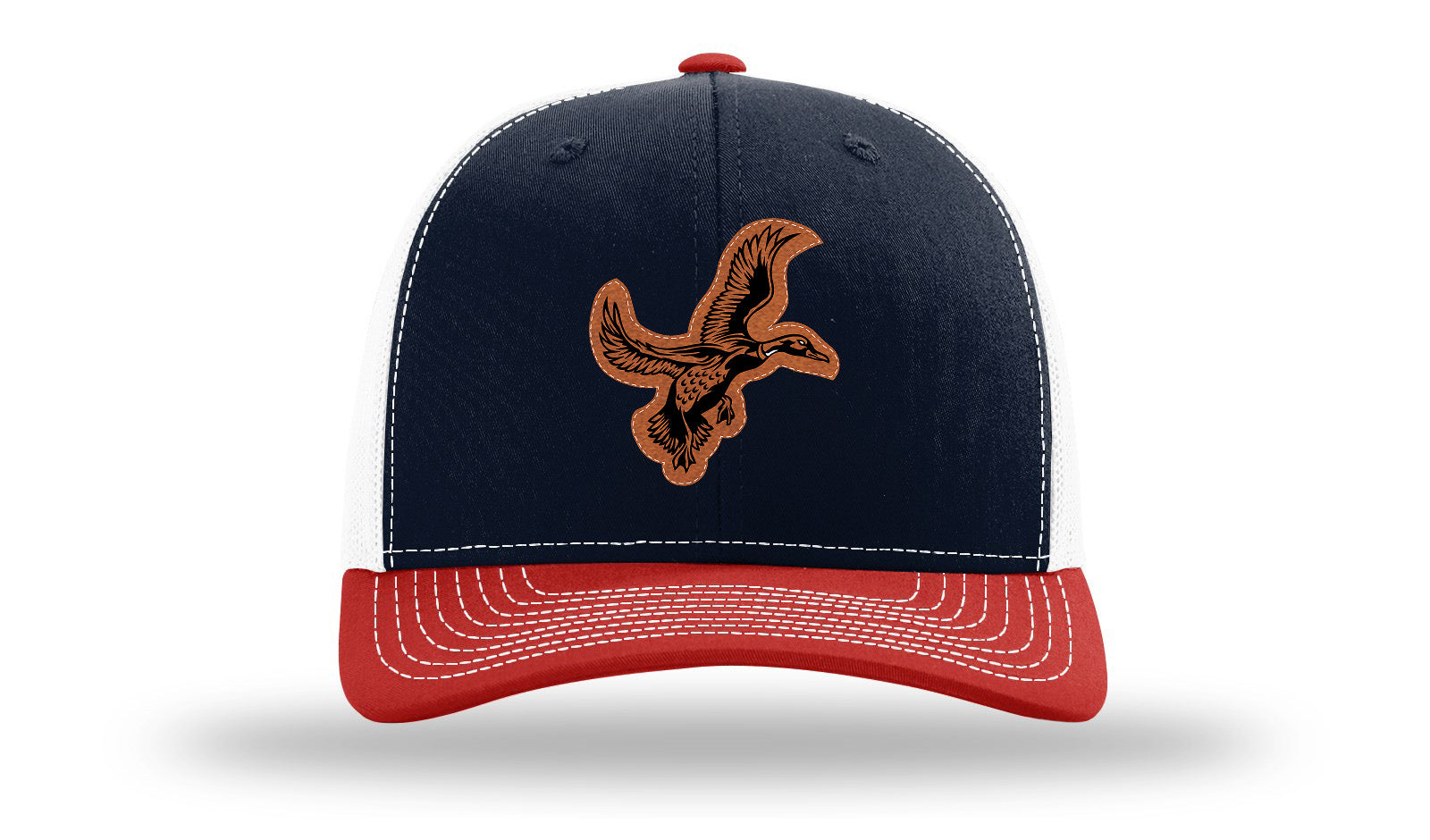 Duck Leather Patch Richardson 112 Hat-Navy / White / Red