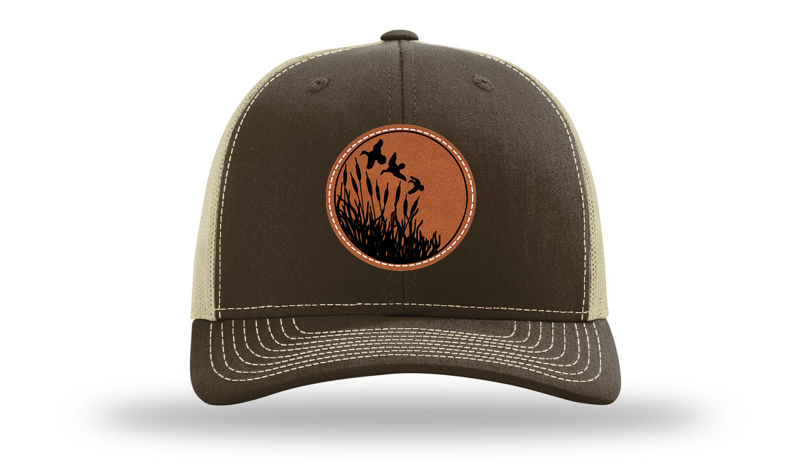 Ducks Fly Over Reeds Leather Patch Richardson 112 Hat-Brown / Khaki