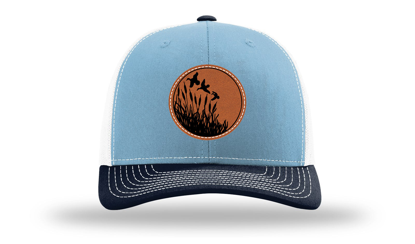 Ducks Fly Over Reeds Leather Patch Richardson 112 Hat-Columbia Blue / White / Navy