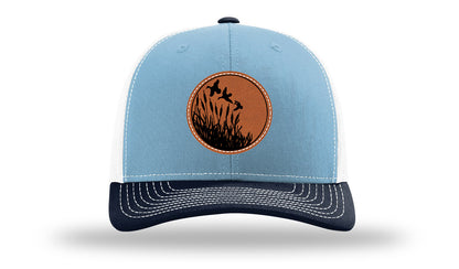 Ducks Fly Over Reeds Leather Patch Richardson 112 Hat-Columbia Blue / White / Navy