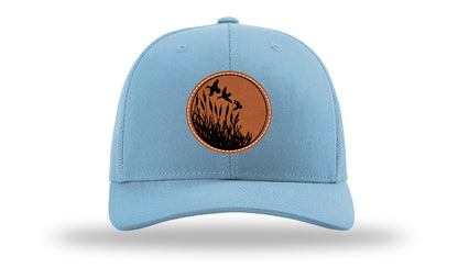 Ducks Fly Over Reeds Leather Patch Richardson 112 Hat-Columbia Blue