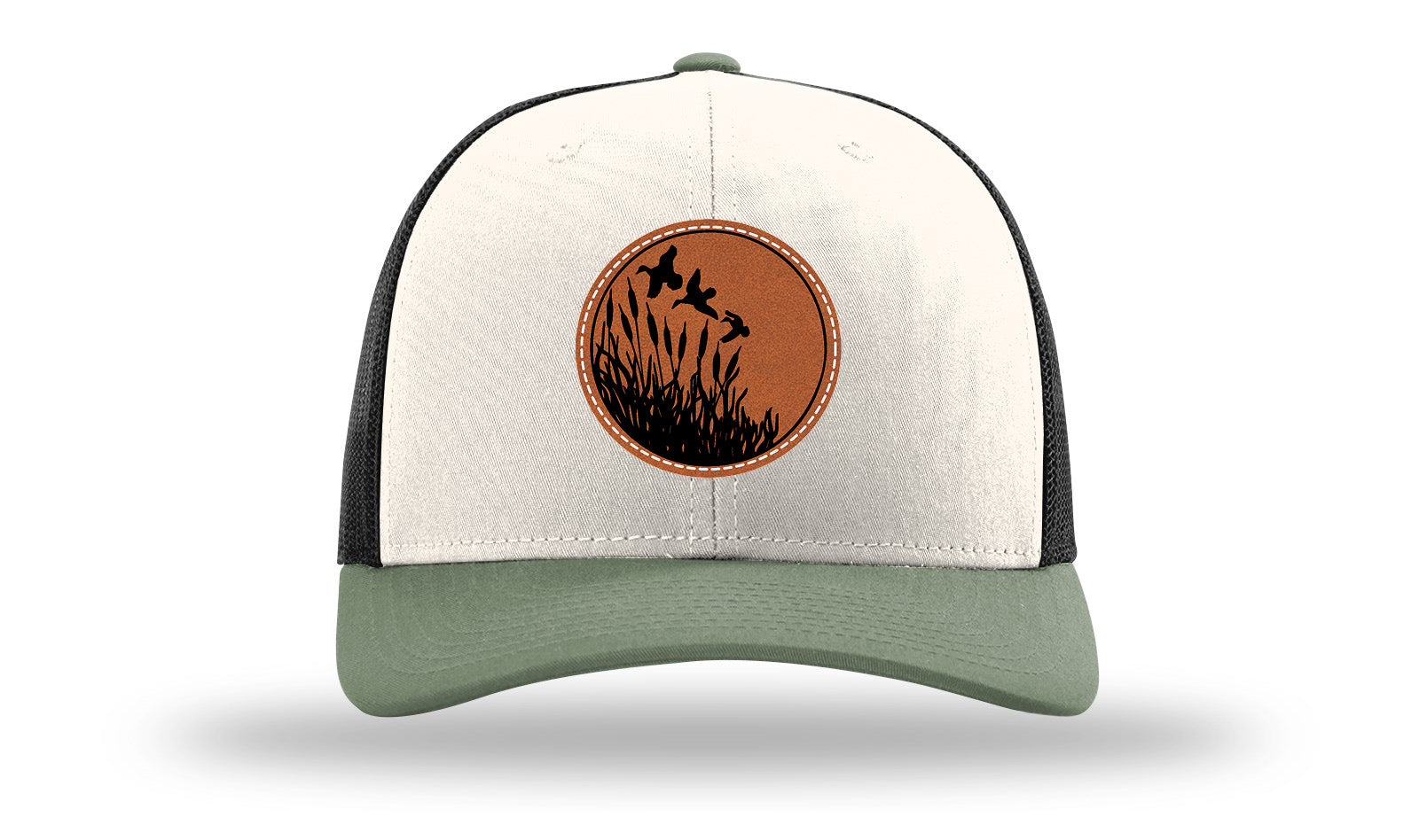 Ducks Fly Over Reeds Leather Patch Richardson 112 Hat-Cream / Black / Loden