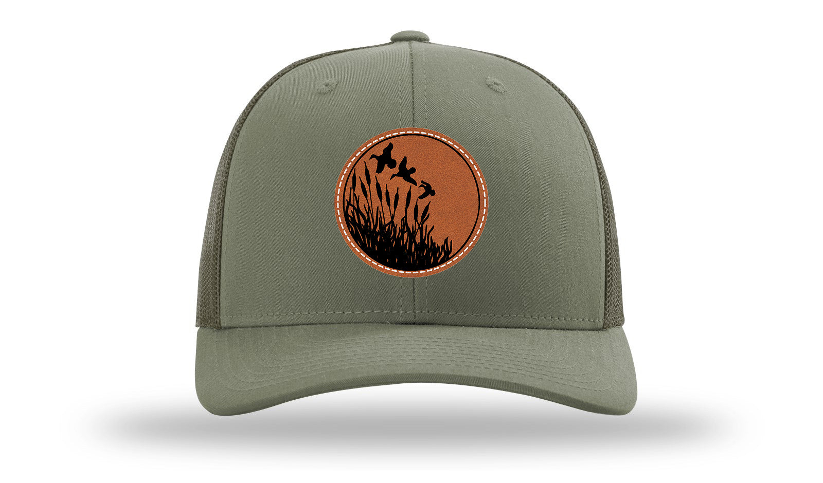 Ducks Fly Over Reeds Leather Patch Richardson 112 Hat-Loden