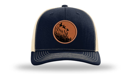 Ducks Fly Over Reeds Leather Patch Richardson 112 Hat-Navy /  Khaki