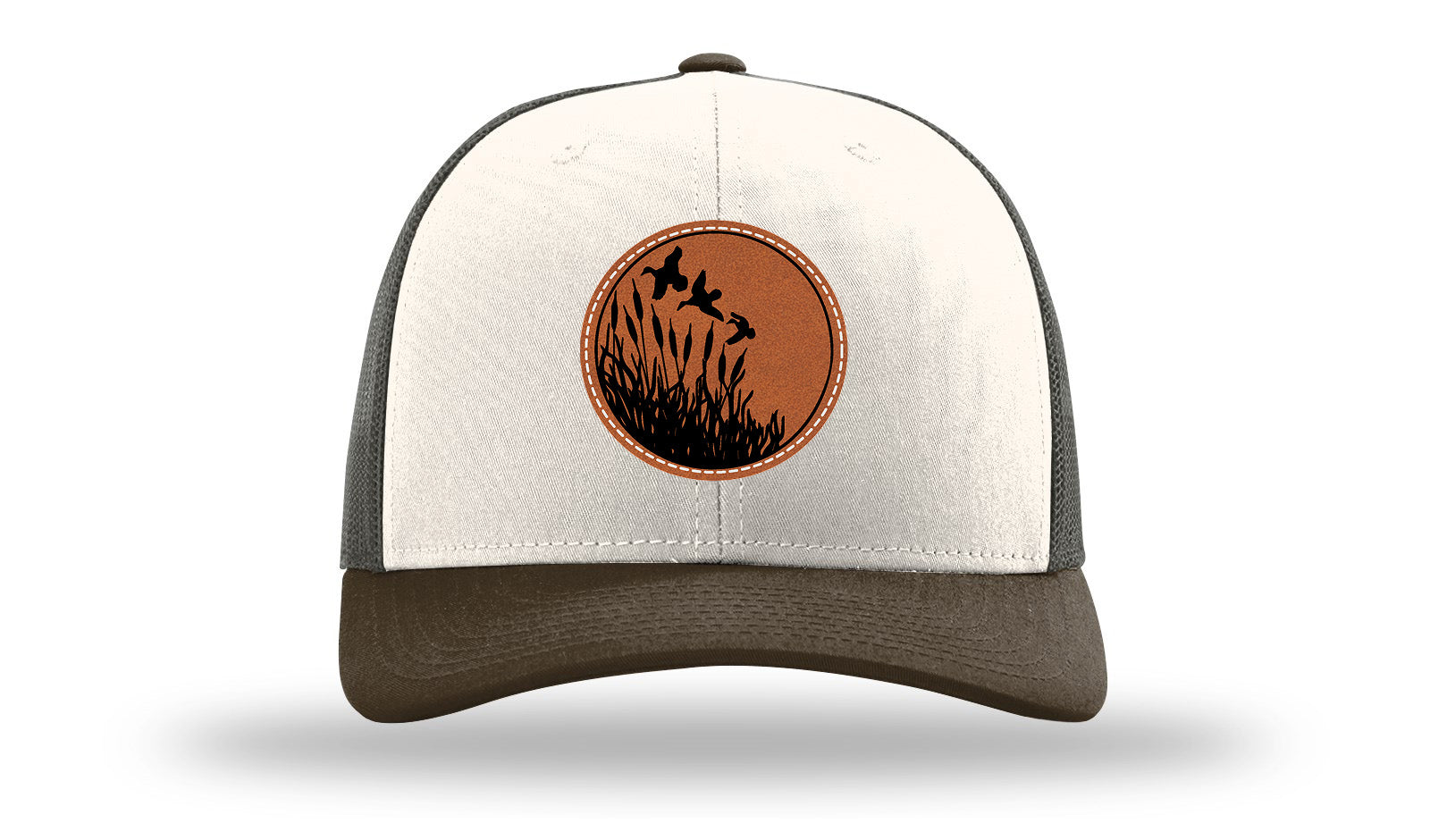 Ducks Fly Over Reeds Leather Patch Richardson 112 Hat-Cream / Gray Brown / Brown