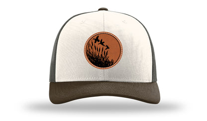 Ducks Fly Over Reeds Leather Patch Richardson 112 Hat-Cream / Gray Brown / Brown
