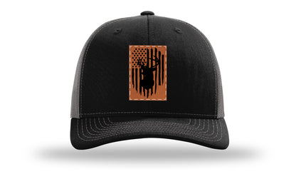 Buck Flag Leather Patch Richardson 112 Hat-Black / Charcoal