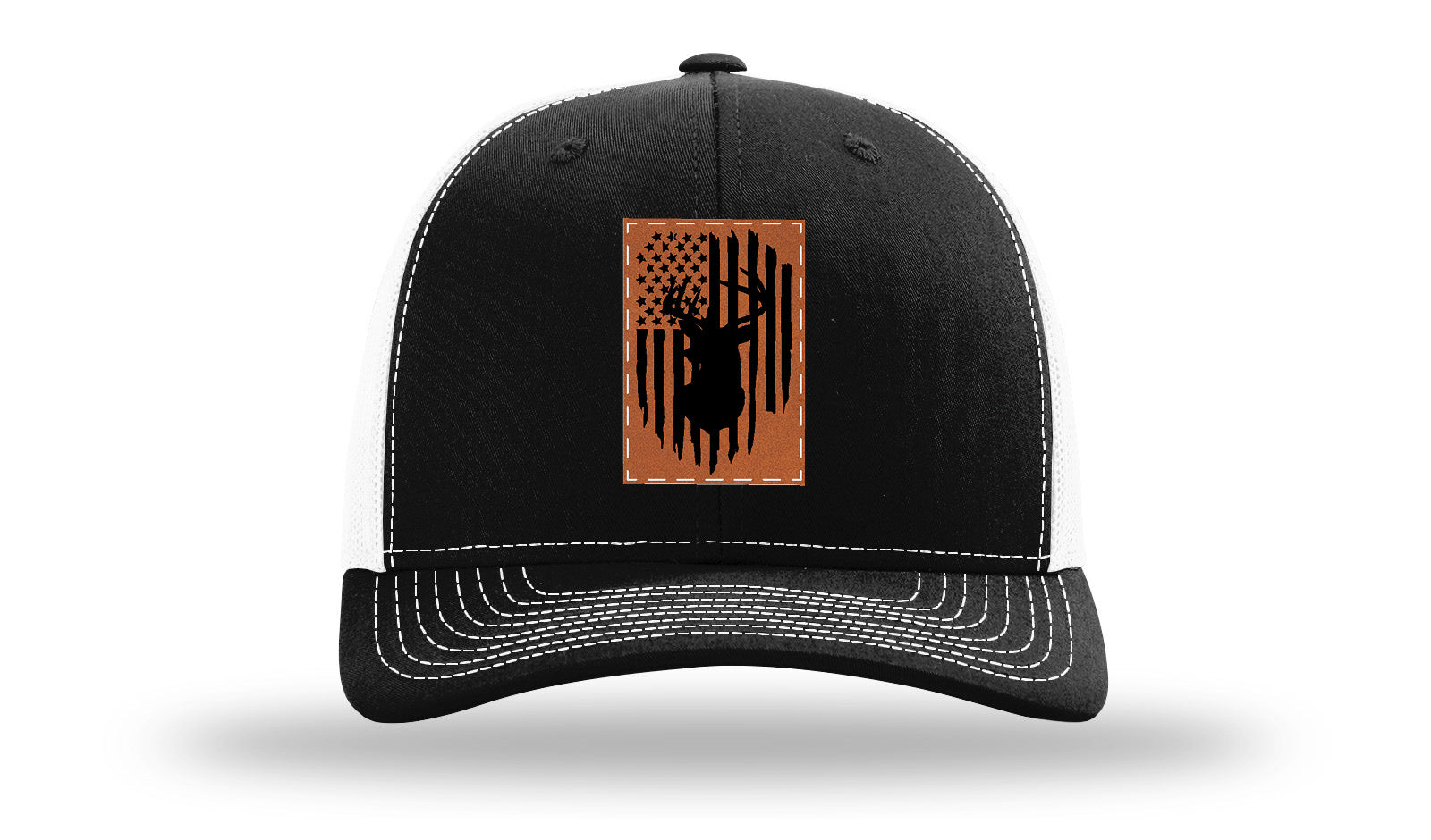 Buck Flag Leather Patch Richardson 112 Hat-Black / White