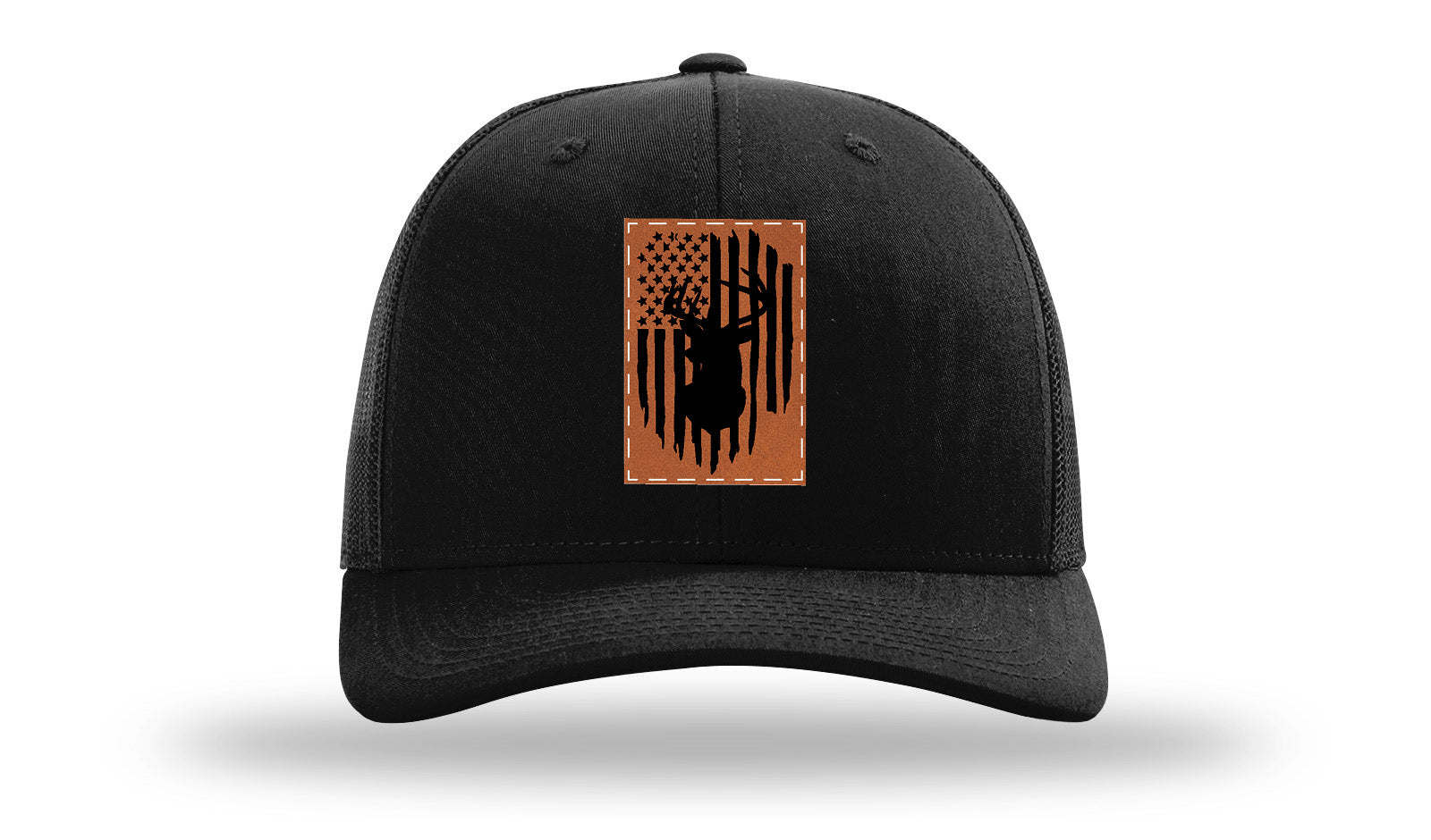 Buck Flag Leather Patch Richardson 112 Hat-Black