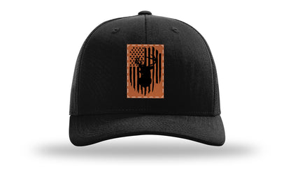 Buck Flag Leather Patch Richardson 112 Hat-Black