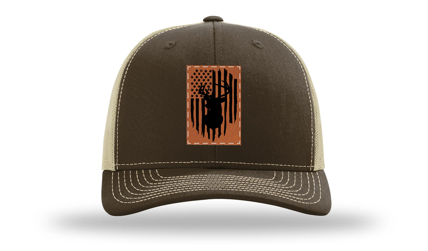 Buck Flag Leather Patch Richardson 112 Hat-Brown / Khaki