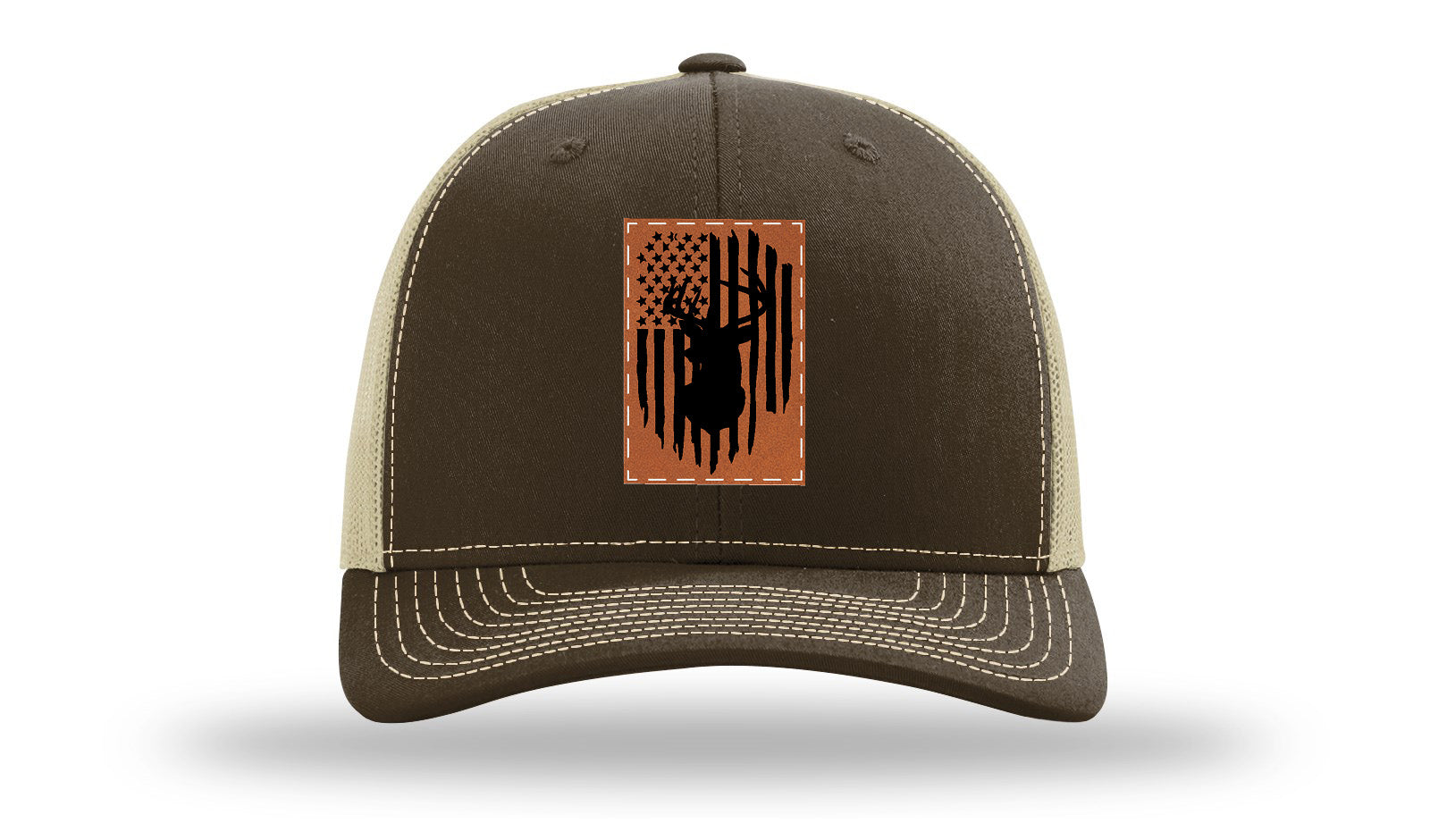 Buck Flag Leather Patch Richardson 112 Hat-Brown / Khaki
