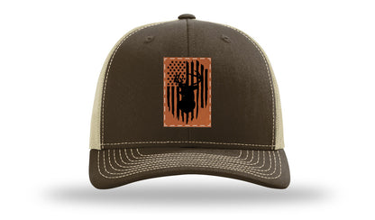 Buck Flag Leather Patch Richardson 112 Hat-Brown / Khaki