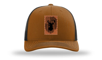 Buck Flag Leather Patch Richardson 112 Hat-Caramel / Black