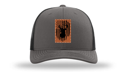 Buck Flag Leather Patch Richardson 112 Hat-Charcoal / Black