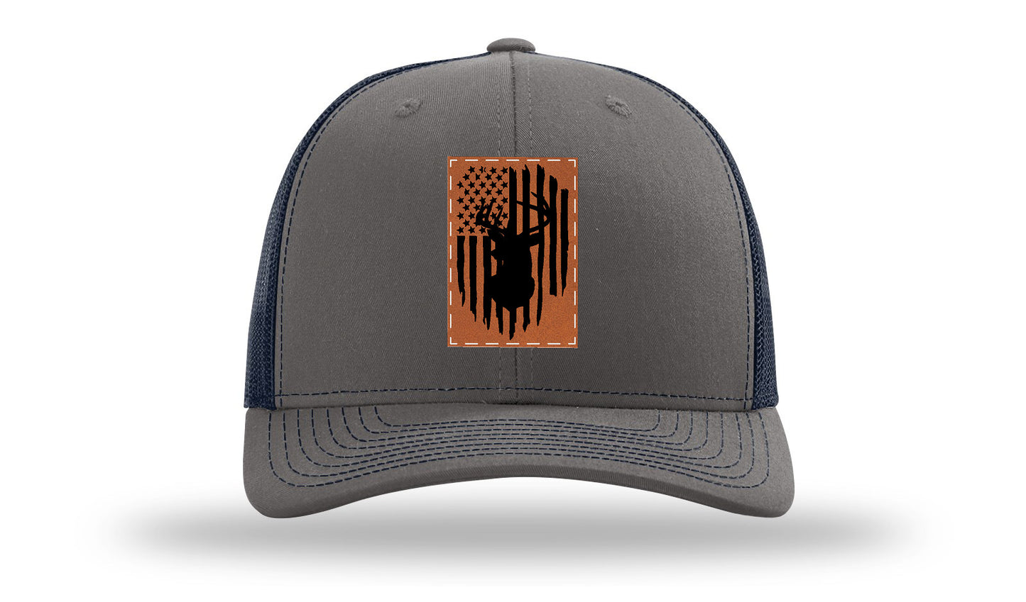Buck Flag Leather Patch Richardson 112 Hat-Charcoal / Navy