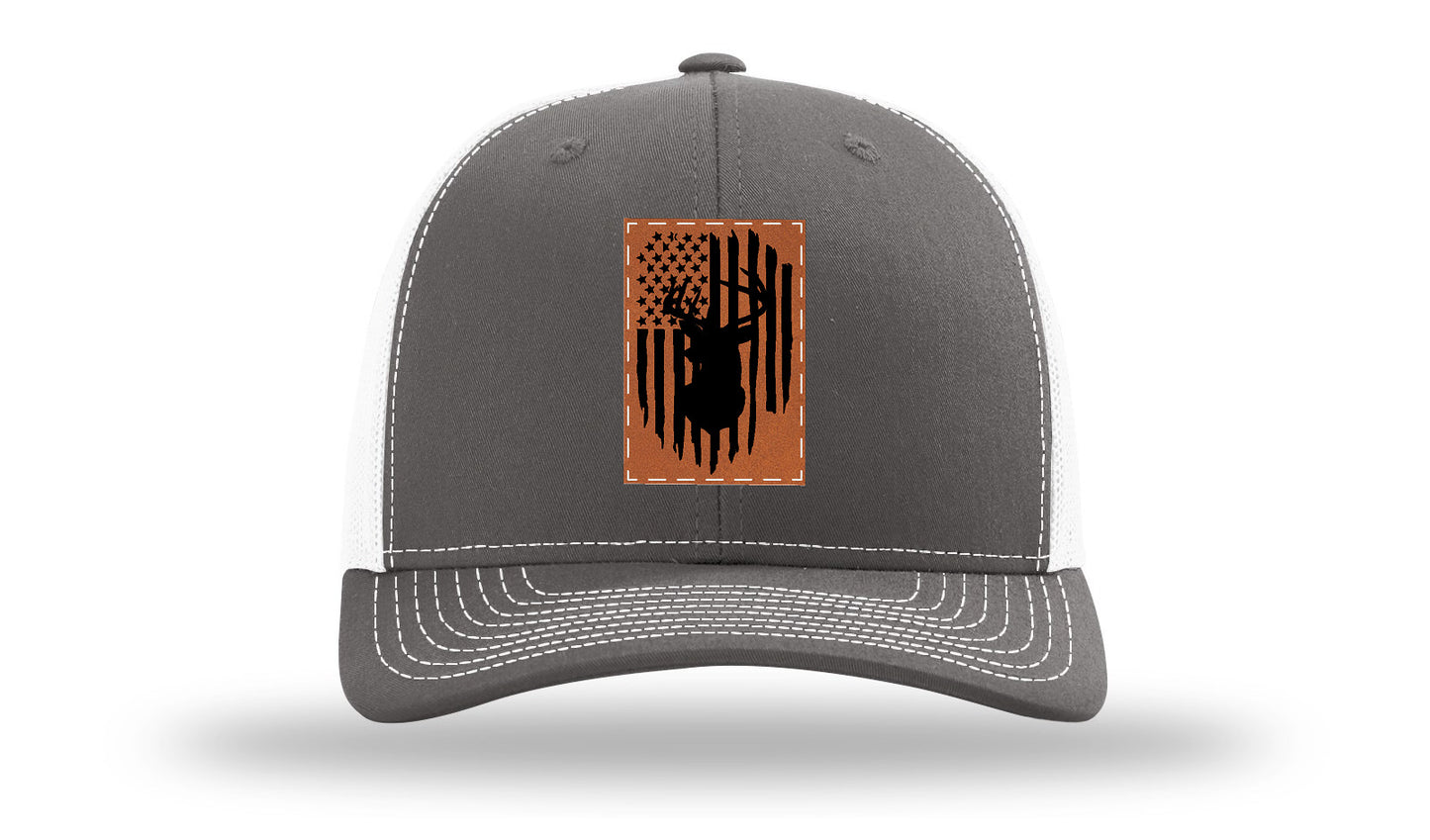 Buck Flag Leather Patch Richardson 112 Hat-Charcoal / White