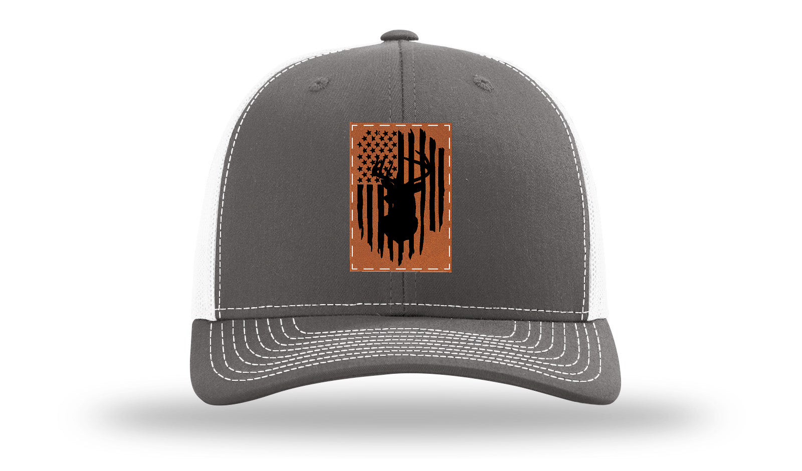 Buck Flag Leather Patch Richardson 112 Hat-Charcoal / White