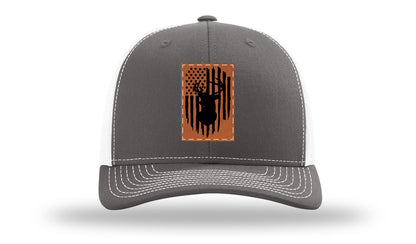 Buck Flag Leather Patch Richardson 112 Hat-Charcoal / White