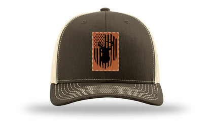 Buck Flag Leather Patch Richardson 112 Hat-Chocolate Chip/  Birch
