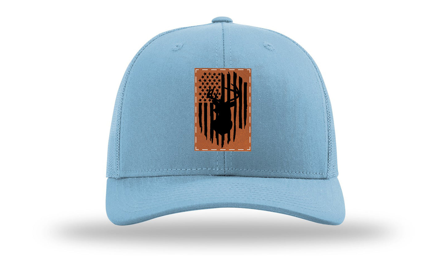Buck Flag Leather Patch Richardson 112 Hat-Columbia Blue