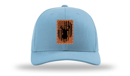 Buck Flag Leather Patch Richardson 112 Hat-Columbia Blue