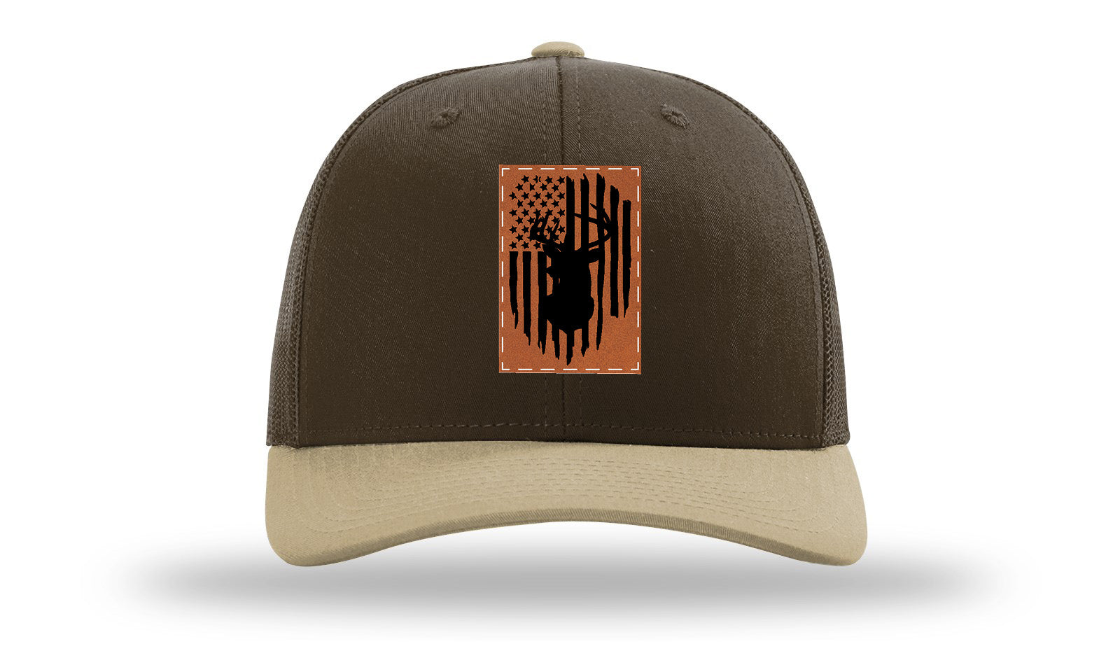 Buck Flag Leather Patch Richardson 112 Hat-Brown / Khaki - CMB