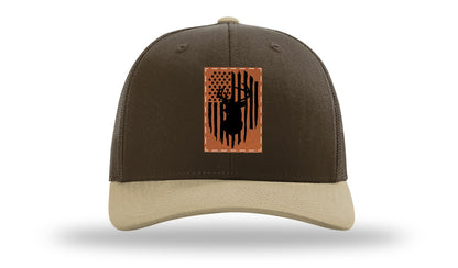 Buck Flag Leather Patch Richardson 112 Hat-Brown / Khaki - CMB