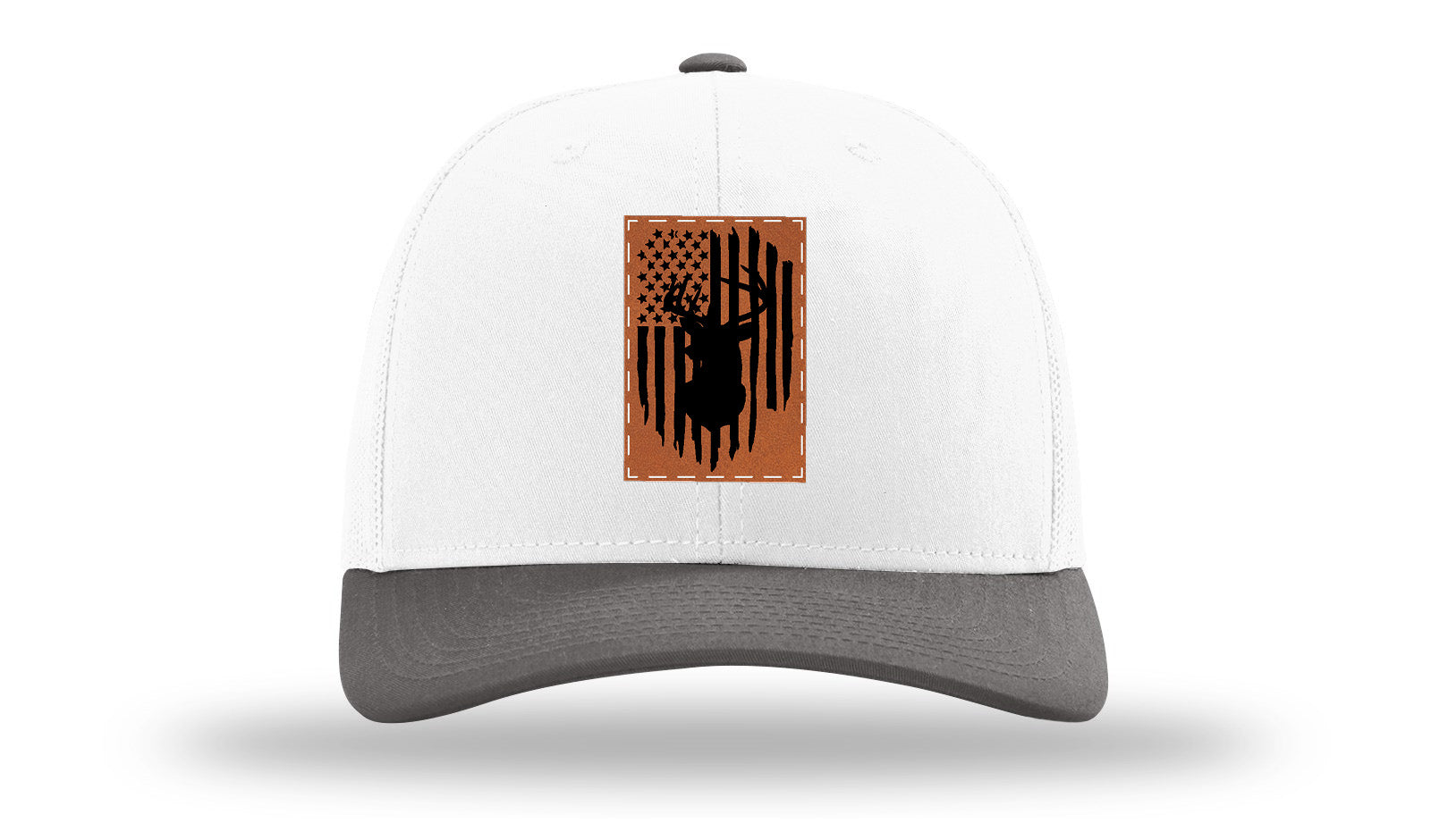 Buck Flag Leather Patch Richardson 112 Hat-White / Charcaol - CMB 