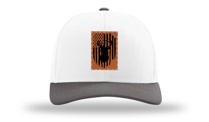 Buck Flag Leather Patch Richardson 112 Hat-White / Charcaol - CMB 