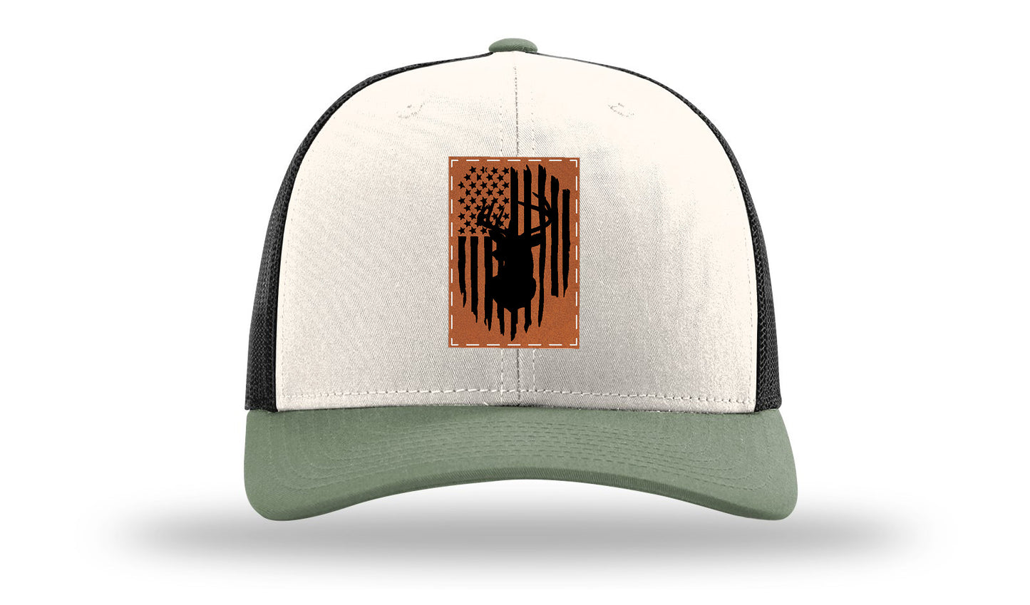 Buck Flag Leather Patch Richardson 112 Hat-Cream / Black / Loden