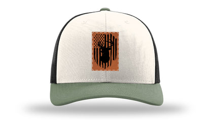 Buck Flag Leather Patch Richardson 112 Hat-Cream / Black / Loden