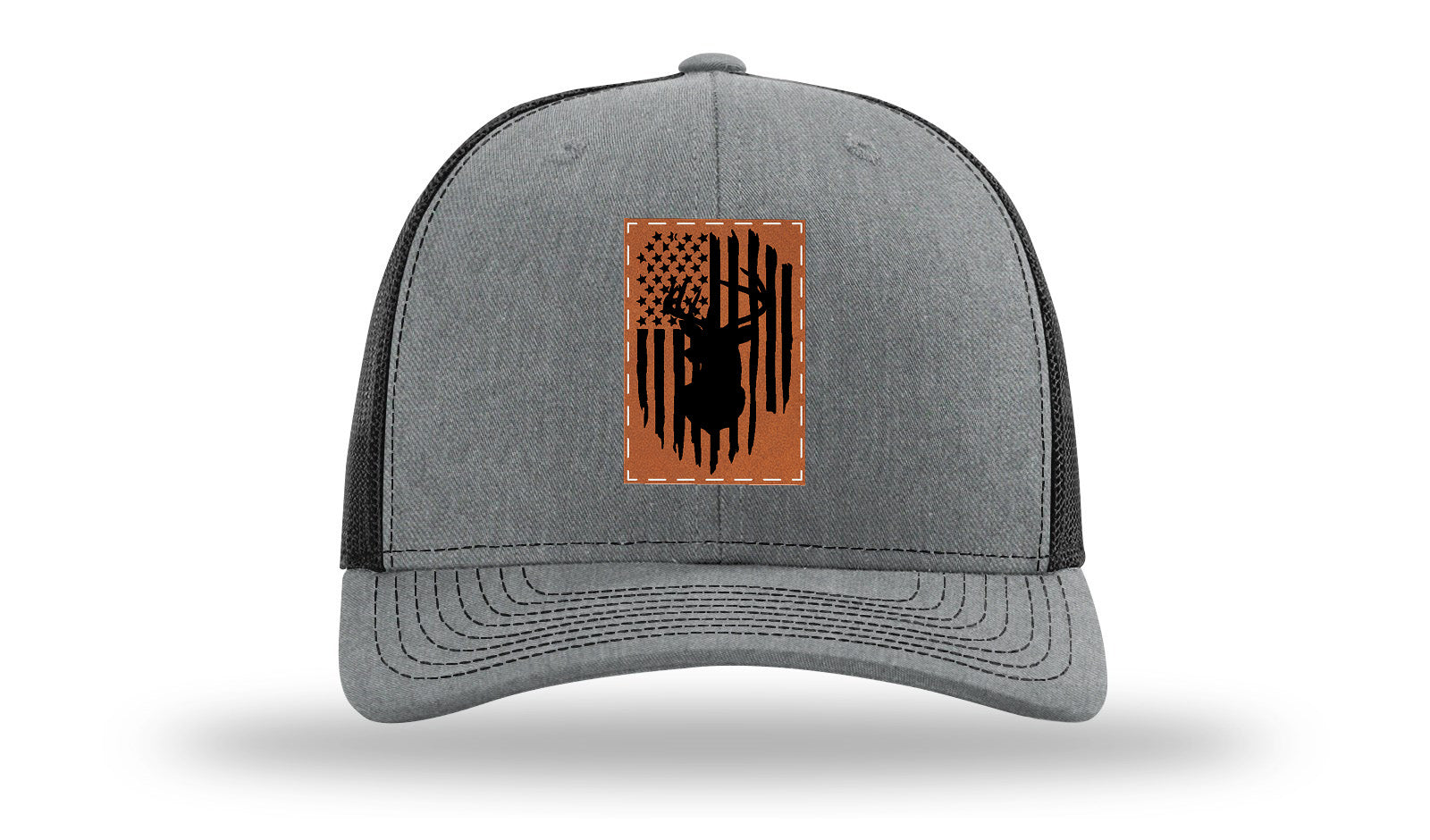 Buck Flag Leather Patch Richardson 112 Hat-Heather Grey / Black