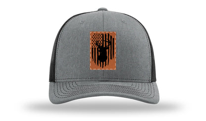 Buck Flag Leather Patch Richardson 112 Hat-Heather Grey / Black