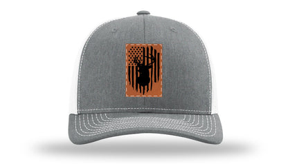 Buck Flag Leather Patch Richardson 112 Hat-Heather Grey / White