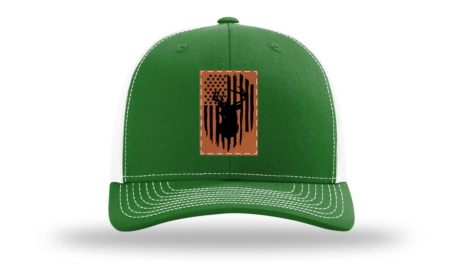 Buck Flag Leather Patch Richardson 112 Hat-Kelly / White